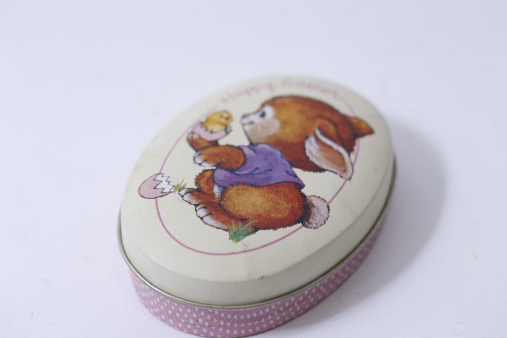 Happy Easter, Tin, Box, Retro, Small Container, Collectible, ~ 250407-WH 167